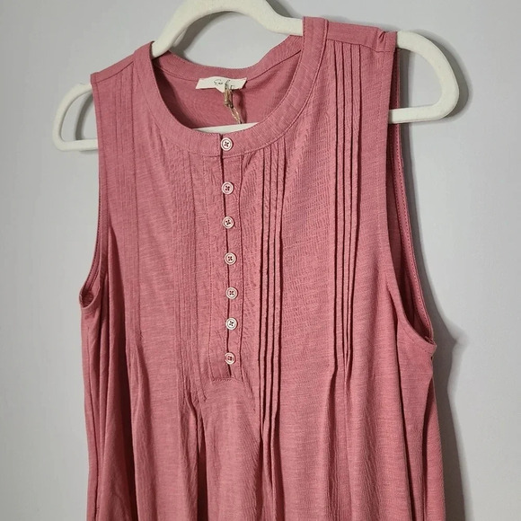 New! Easel Pink Sleeveless Pintuck Button Front Dress S - Picture 2 of 4